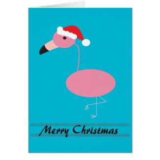 Merry Christmas Pink Flamingo with Santa Hat