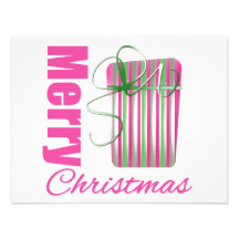Merry Christmas Pink Whimsical Gift Box Invitations
