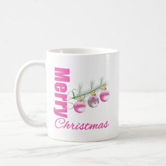 Merry Christmas Pink Whimsical Tree Ornaments mug