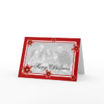 Merry Christmas Poinsettia Frame Red Greeting Cards