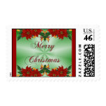 Merry Christmas Poinsettia Postage Stamp