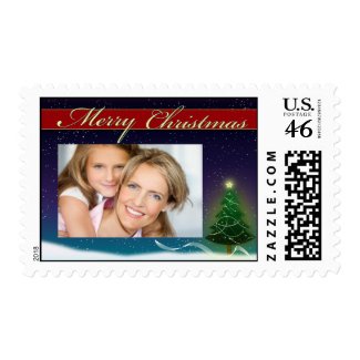 Merry Christmas Postage Stamp photo template stamp