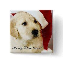 Merry Christmas Puppy Button by claricardoza Merry Christmas Puppy Button