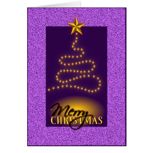 Merry Christmas Purple Gold Greeting Card Zazzle