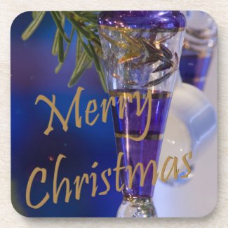 Merry Christmas Purple Ornament Coaster