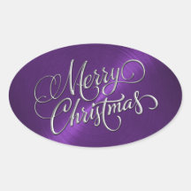 Merry Christmas Purple  Sticker Embossed Look