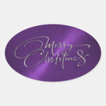 Merry Christmas Purple Sticker Embossed Look