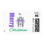 Merry Christmas Purple Theme Candyland House postage