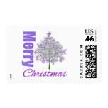 Merry Christmas Purple Theme Christmas Tree postage