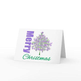 Merry Christmas Purple Theme Christmas Tree v2 card