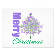 Merry Christmas Purple Theme Christmas Tree v2 Custom Invites
