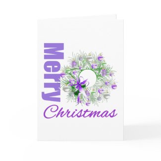Merry Christmas Purple Theme Garden Wreath card