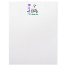 Merry Christmas Purple Theme Ornament Box Holly letterhead