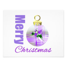 Merry Christmas Purple Theme Ornament Bulb Announcement
