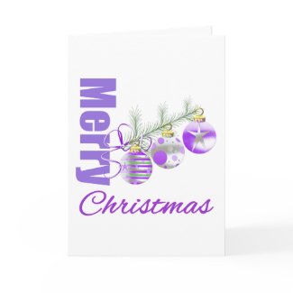 Merry Christmas Purple Theme Trio Ornaments card