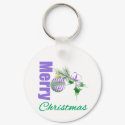 Merry Christmas Purple Themed Striped Bulb keychains