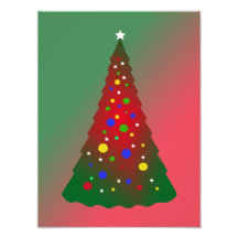 Merry Christmas: Red and Green Christmas Tree Photographic Print