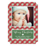Merry Christmas - Red and Green  Plaid Photo Card
