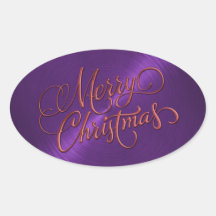 Merry Christmas Red and Purple Embossed Look Sticker