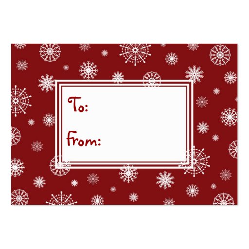 Merry Christmas Red and White Snowflakes Gift Tags Business Cards (front side)