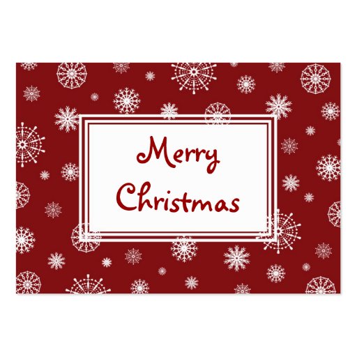 Merry Christmas Red and White Snowflakes Gift Tags Business Cards (back side)
