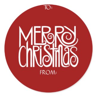 Merry Christmas Red Gift Tag Sticker sticker