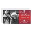 Merry Christmas red glow white snow photo greeting photocard
