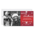Merry Christmas red glow white snow photo greeting photo cards