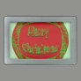 Merry Christmas red green pattern Rectangular Belt Buckles