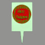 Merry Christmas red green pattern Rectangle Cake Topper