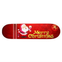 Merry Christmas red illustration Skateboard Deck