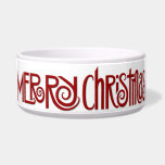 Merry Christmas red Large Pet Bowl