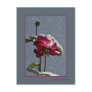 Merry Christmas - red rose with snow Post Card