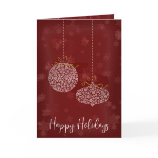 Merry Christmas Red Stars White Ornaments Card card