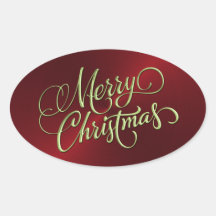 Merry Christmas Red Sticker Embossed Look