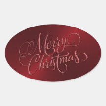 Merry Christmas Red Sticker Embossed Look