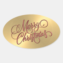 Merry Christmas Red Sticker Embossed Look