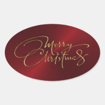 Merry Christmas Red Sticker Embossed Look