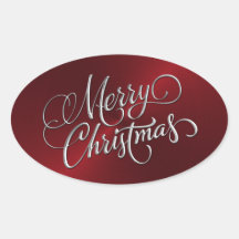 Merry Christmas Red Sticker Embossed Look