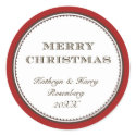 Merry Christmas red white elegant holiday gift tag sticker
