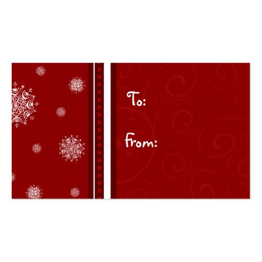 Merry Christmas Red White Snowflakes Gift Tags Business Card Templates (front side)