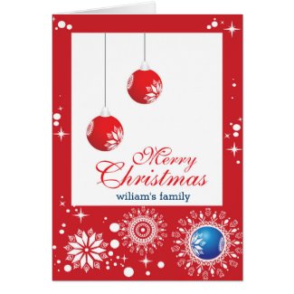 Merry Christmas Red & White Snowflakes Stationery Note Card