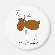 Merry Christmas Reindeer Fridge Magnets