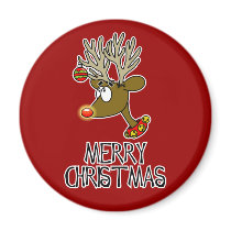 Merry Christmas Reindeer Magnet by screwballgraphics Merry Christmas Reindeer Magnet