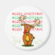 Merry Christmas Reindeer Magnet