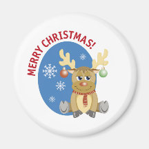 Merry Christmas Reindeer Magnet