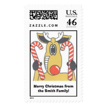 Merry Christmas Reindeer Postage Stamp