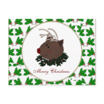 Merry Christmas Reindeer Postcard