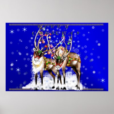 Merry Christmas Reindeer Poster posters
