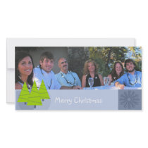 Merry Christmas Retro Lime Trees Family Photo Card photo cards